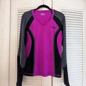 Fila Sport purple/black/grey LS athletic shirt M